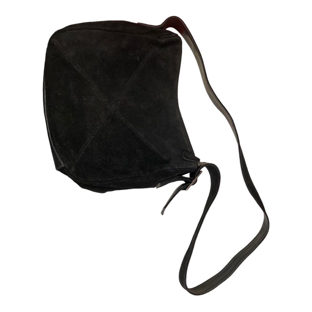 Andrea Viccaro Vintage Black Suede Cross Body‎ Bag Mod Buckle Accent